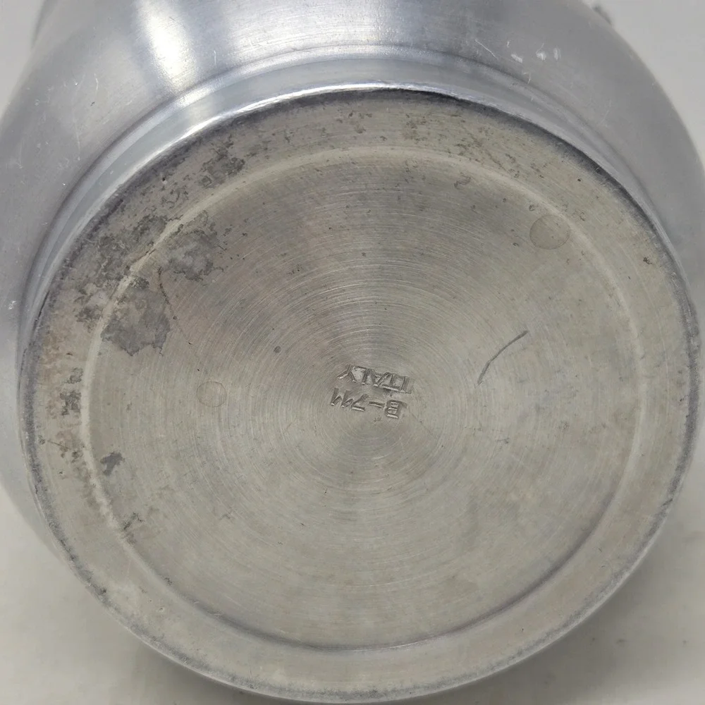 Vintage B-711 Italy Brushed Aluminum Ice Bucket Mid Century Modern Barware Lid